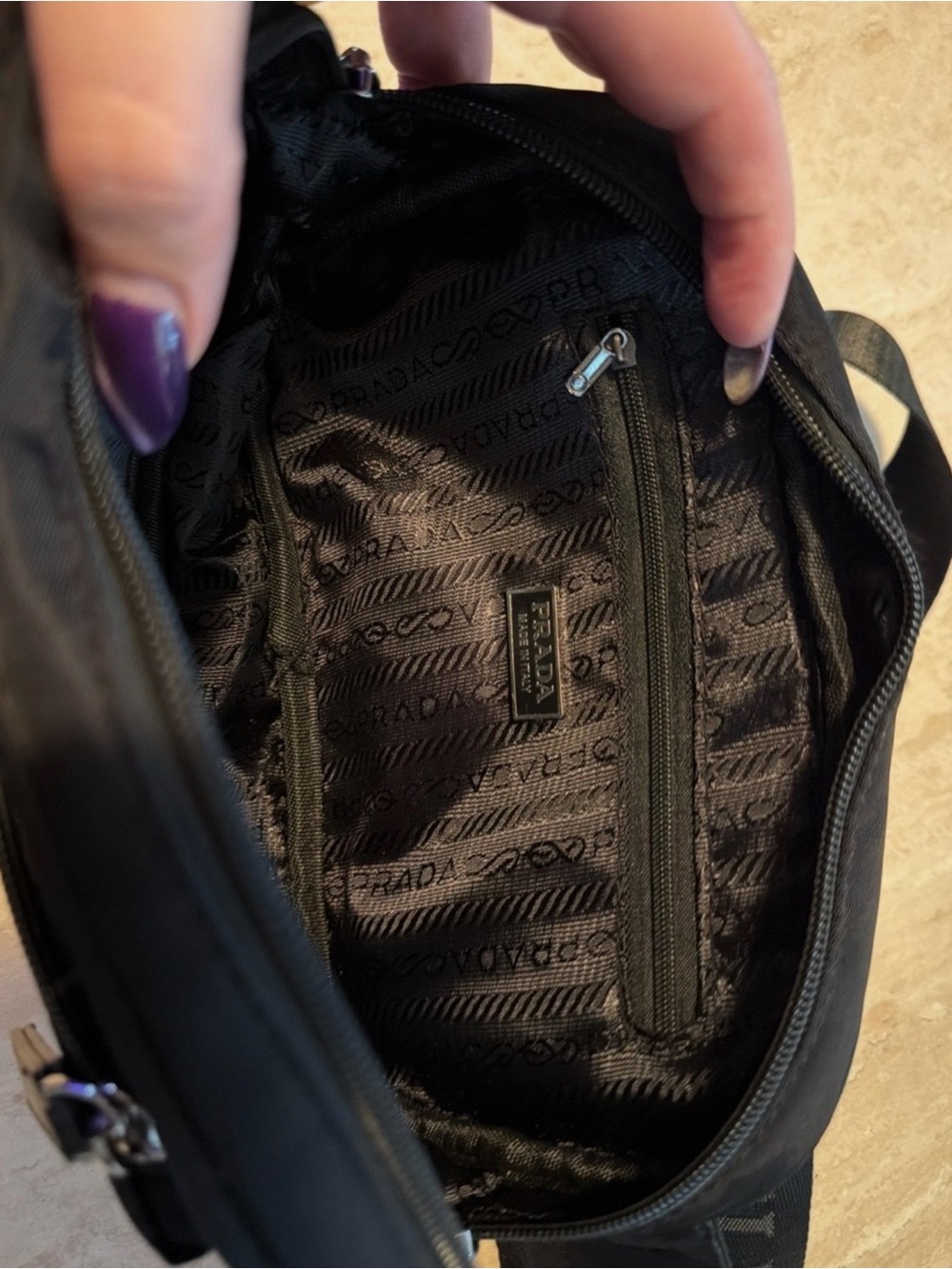 Prada Black Nylon Men's Waist Pouch with Triangle Logo - Picture 2 of 5